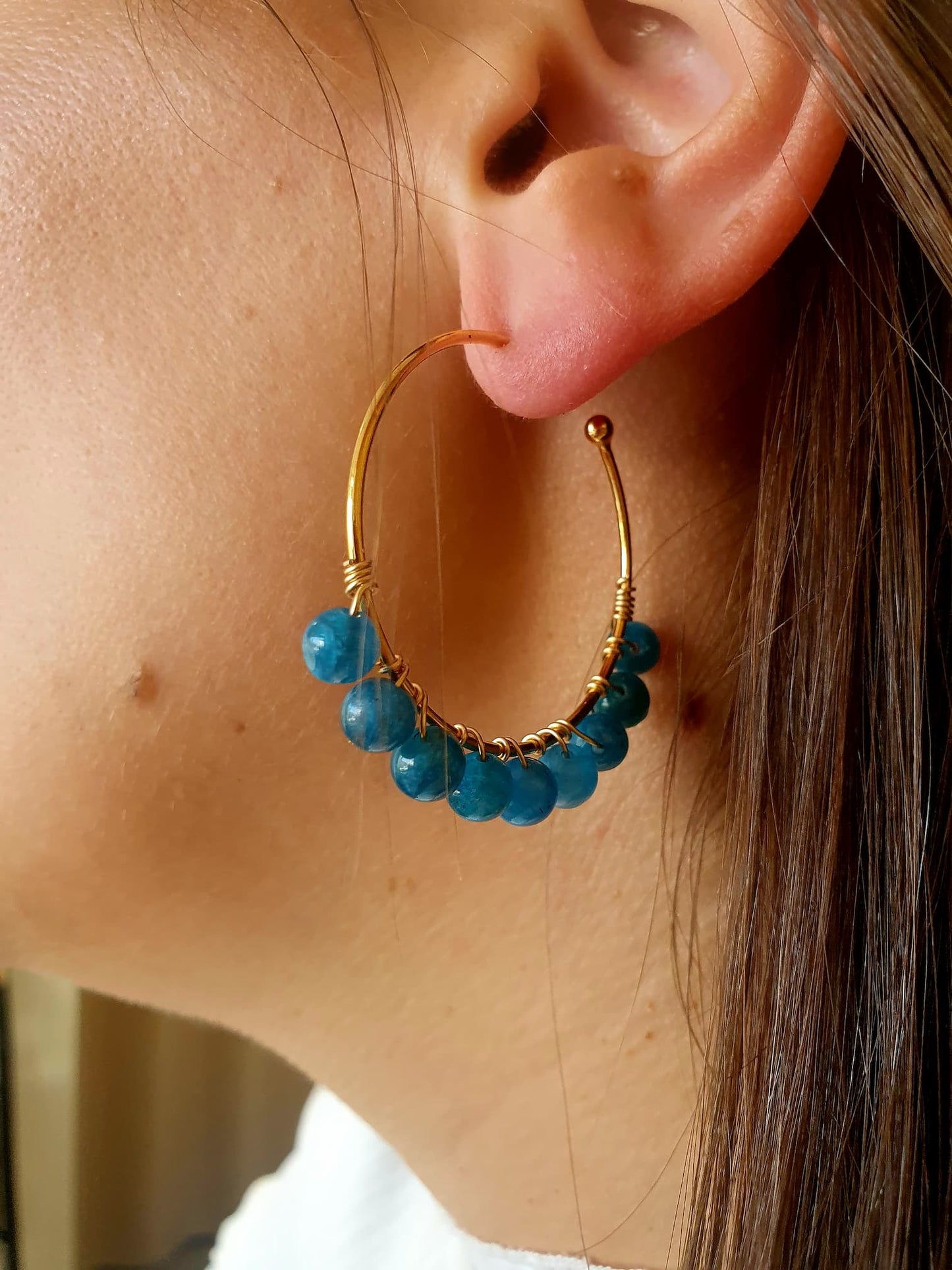 Boucle d'oreille pierre apatite Apalina
