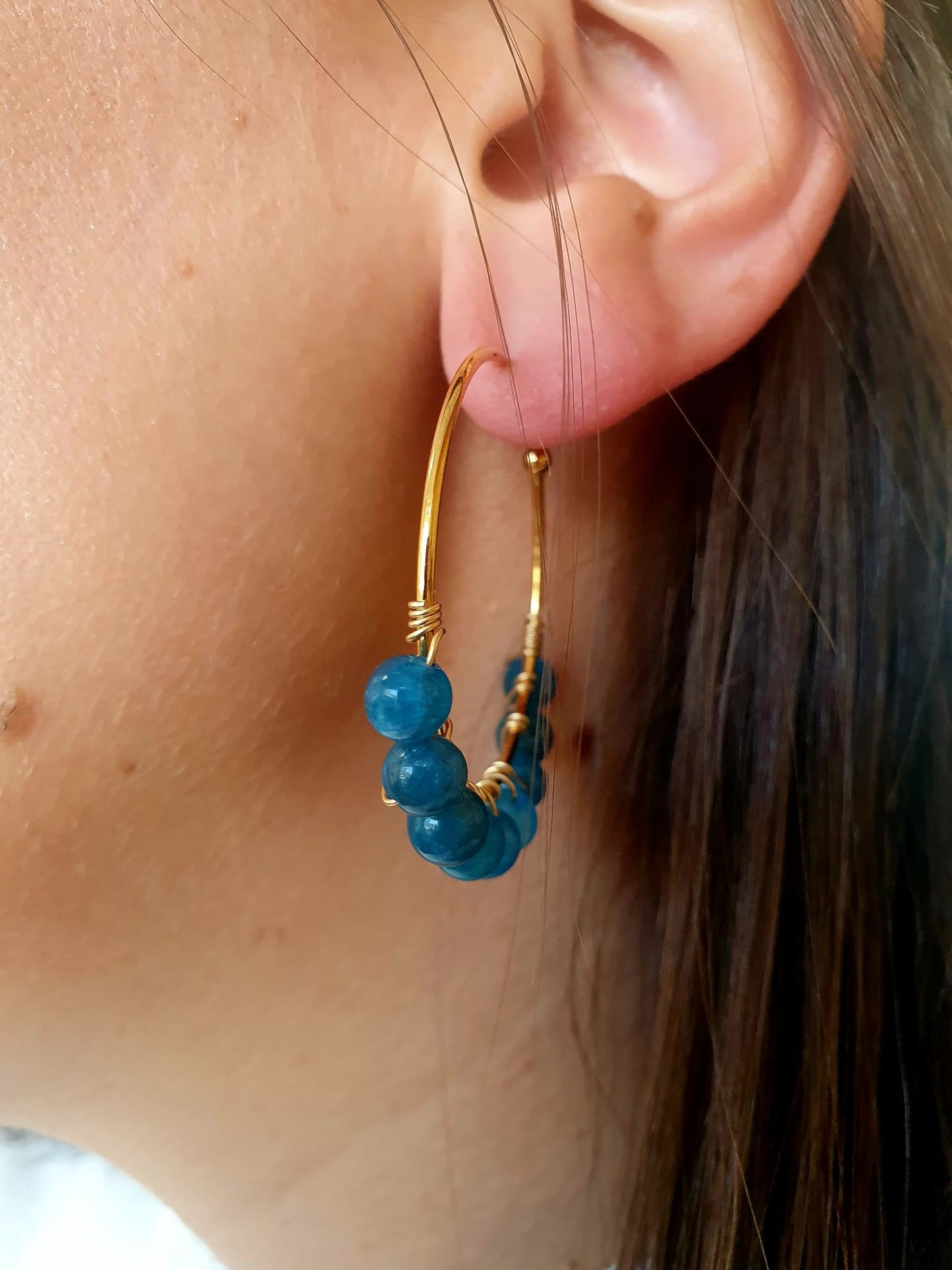 Boucle d'oreille pierre apatite Apalina