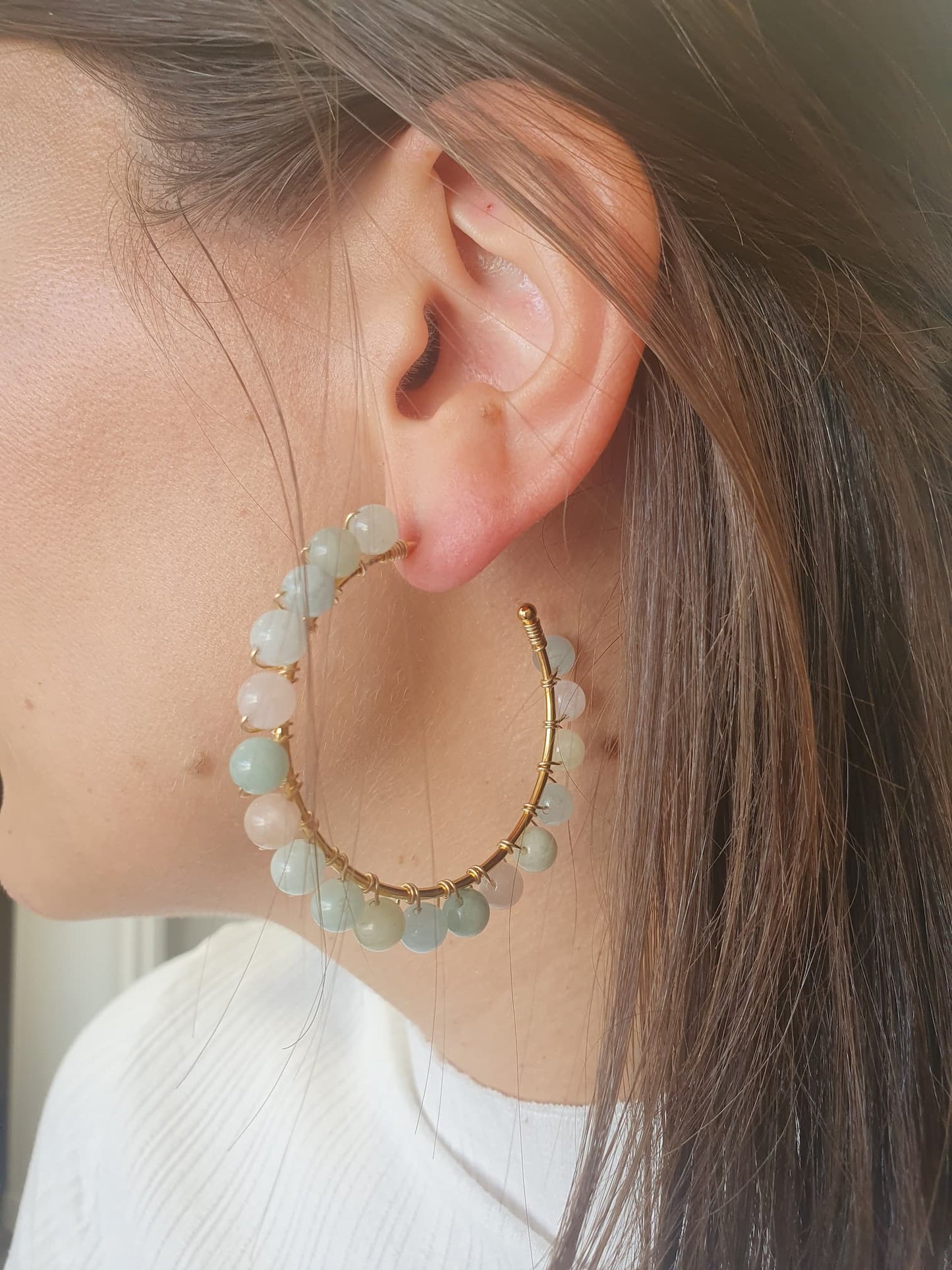 Boucle d'oreille pierre béryl Béalina
