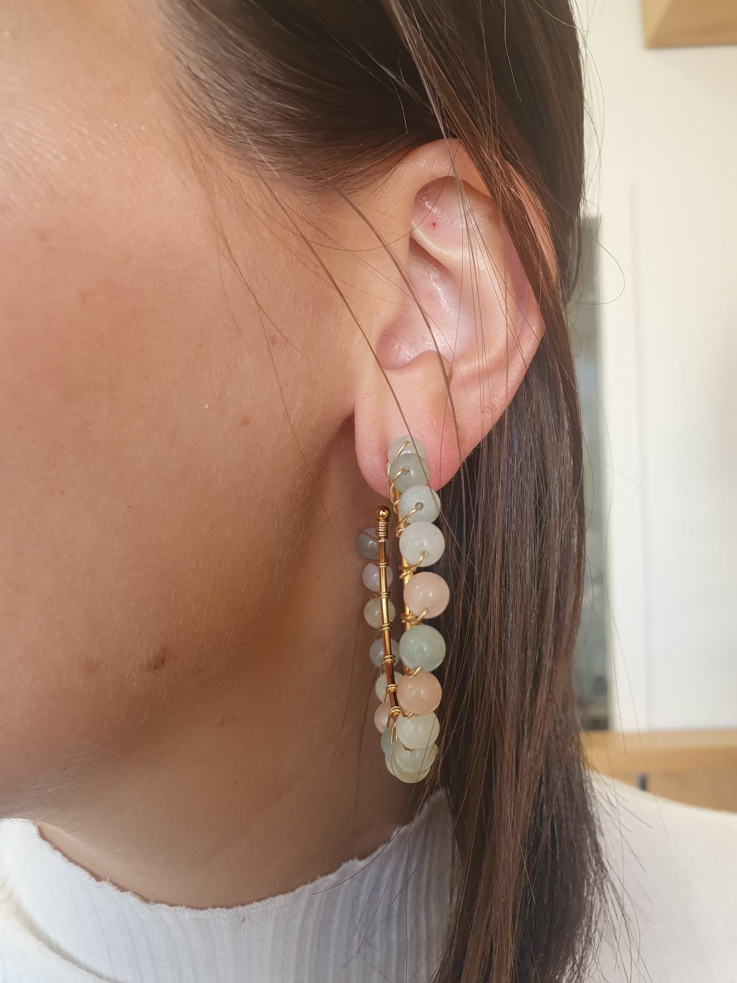 Boucle d'oreille pierre béryl Béalina