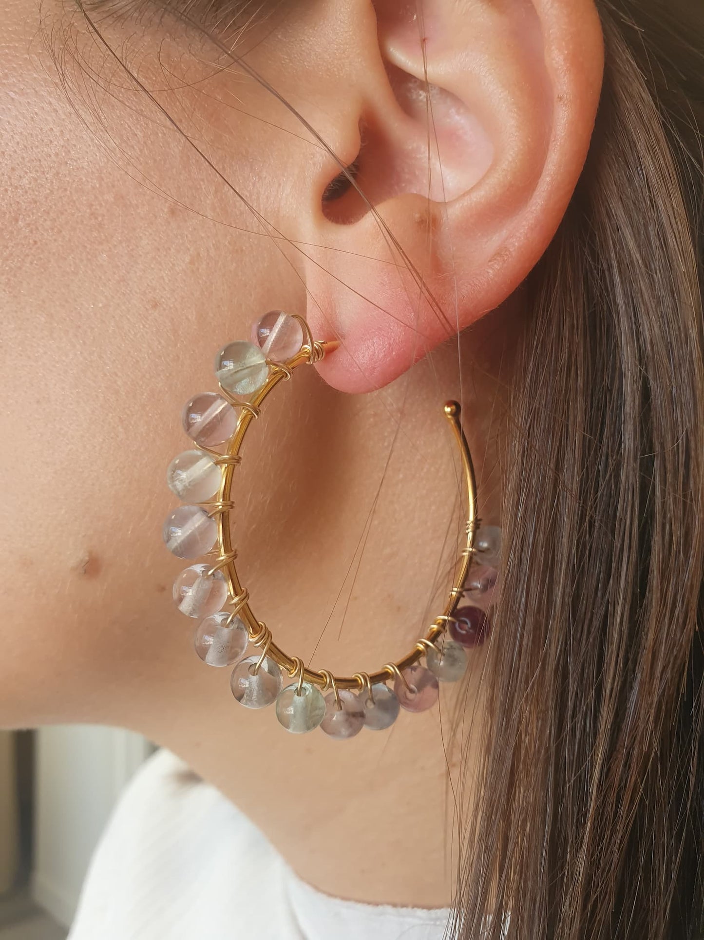 Boucles d'oreille pierre fluorite Flalina
