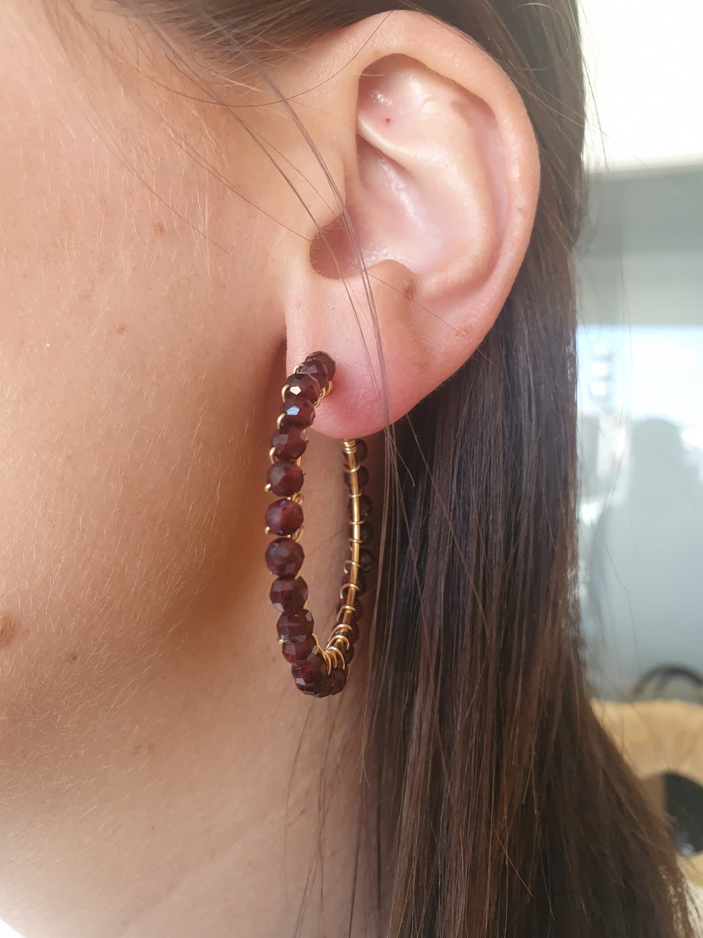 Boucle d'oreille grenat