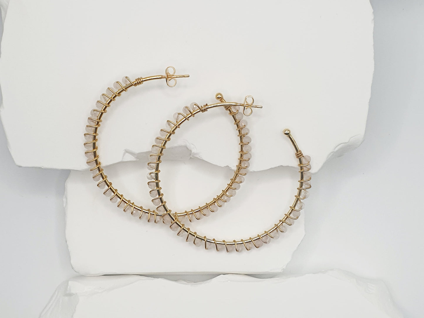Boucle d'oreille quartz rose