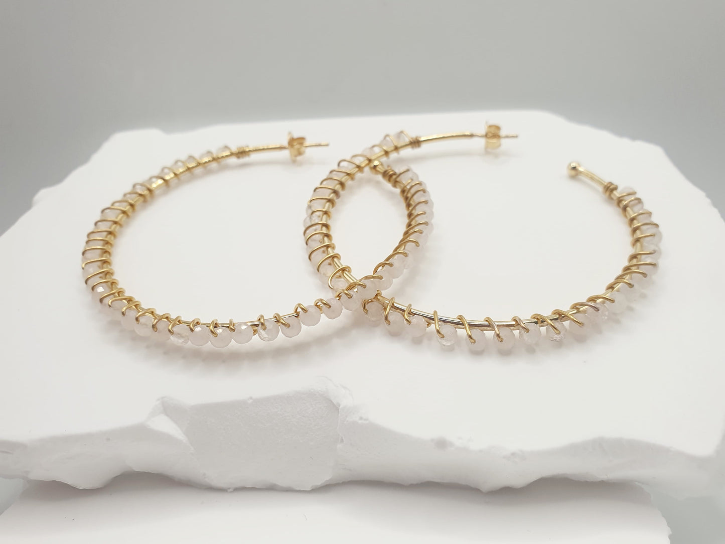 Boucle d'oreille quartz rose
