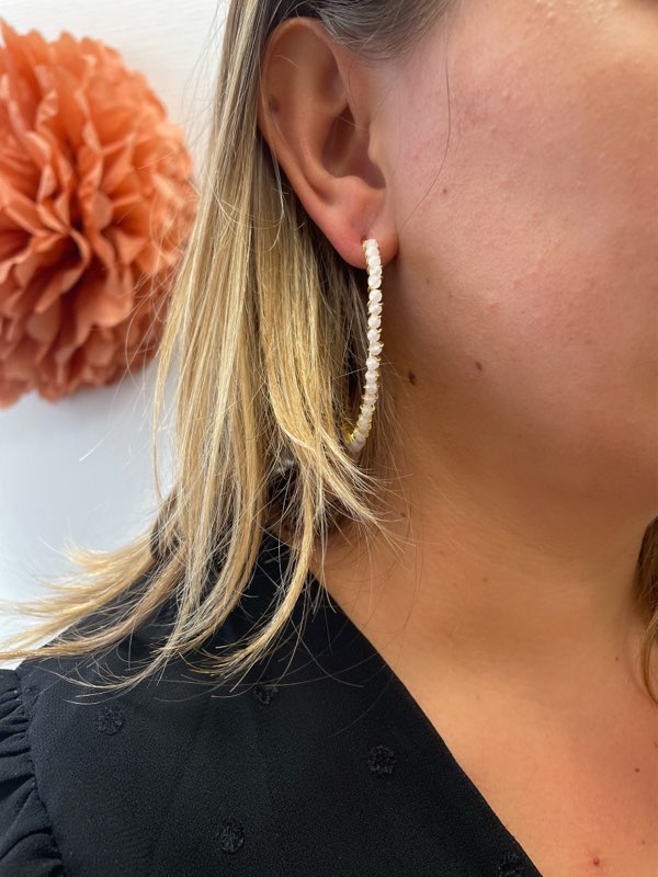 Boucle d'oreille quartz rose