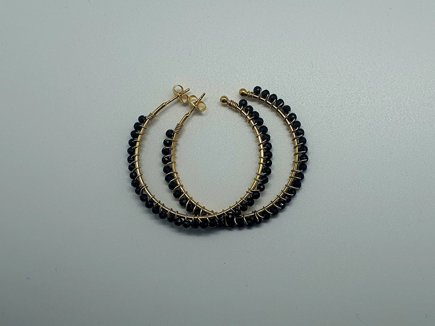 Boucle d'oreille pierre spinelle noir Spalina
